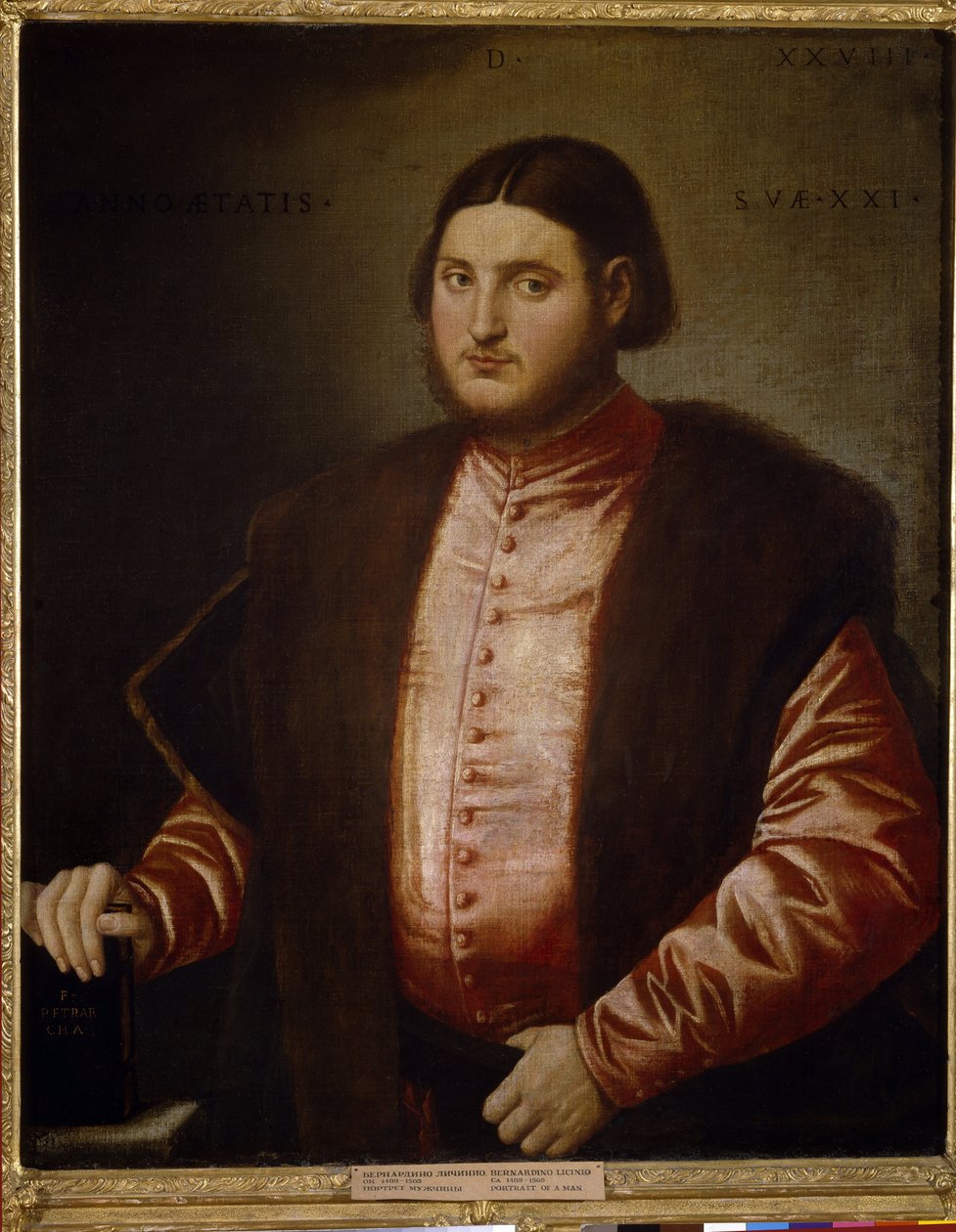 Portré egy férfi (Portré egy férfi). Bernardino Licinio festménye (1489 körül-1565 körül), olaj, vászon alkotó: Bernardino Licinio