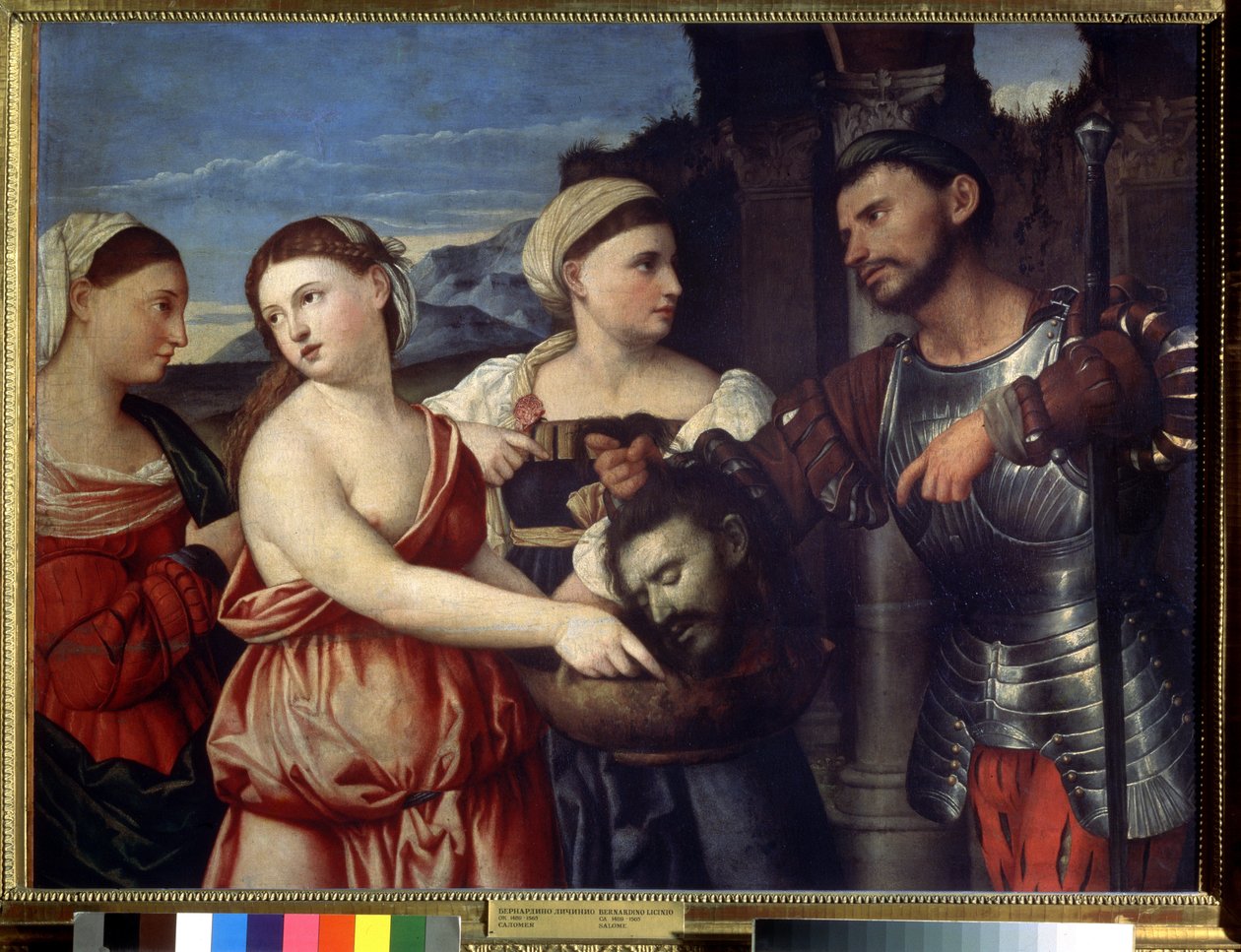 ""Salome"" Salome Keresztelő Szent János fejét tartja. Bernardino Licinio (1489-1565) festménye. 16. századi Puskin Múzeum, Moszkva alkotó: Bernardino Licinio