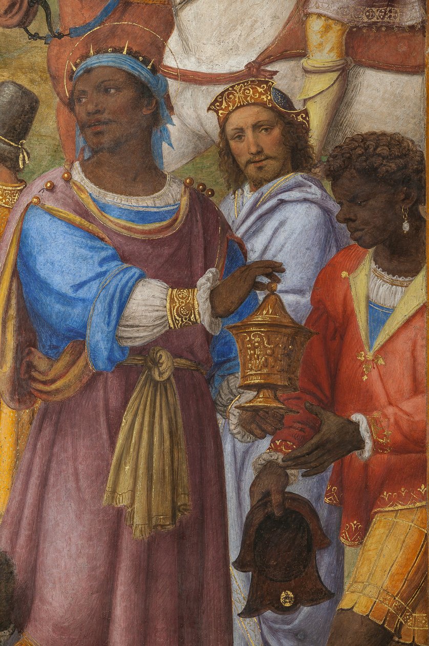 Részlet a Három bölcs imádatáról, a presbitérium vagy a főkápolna (freskó) alkotó: Bernardino Luini