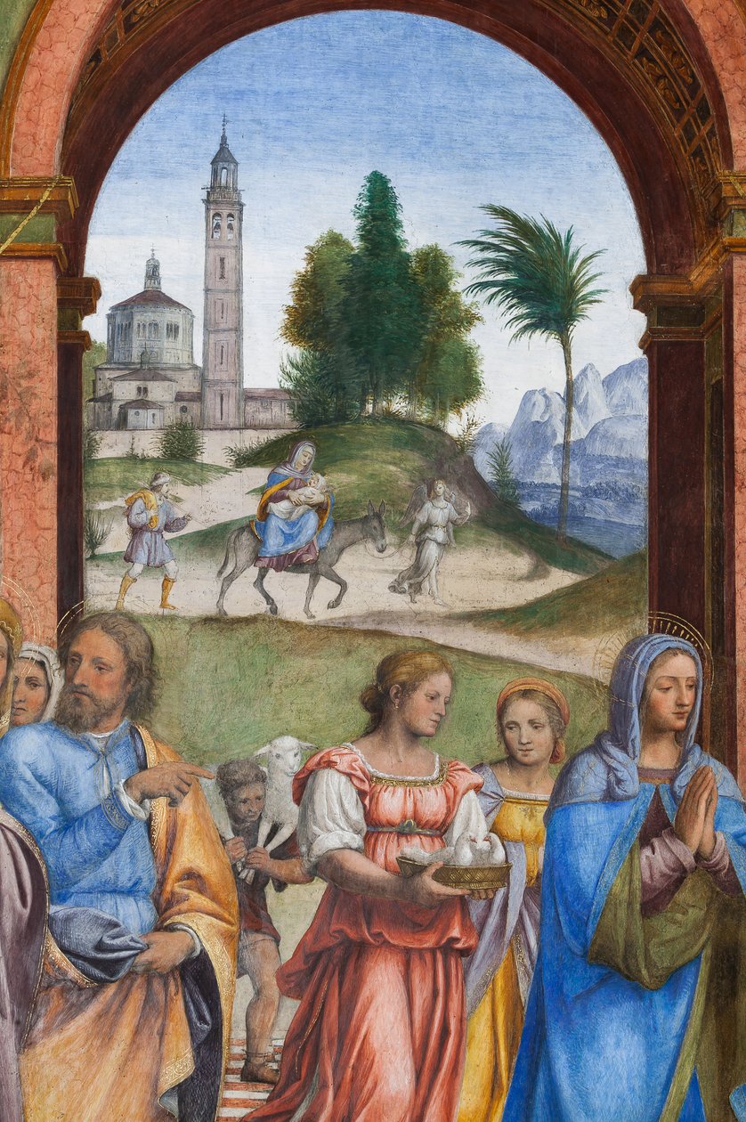 Részlet Jézus bemutatásáról a templomban (freskó) alkotó: Bernardino Luini