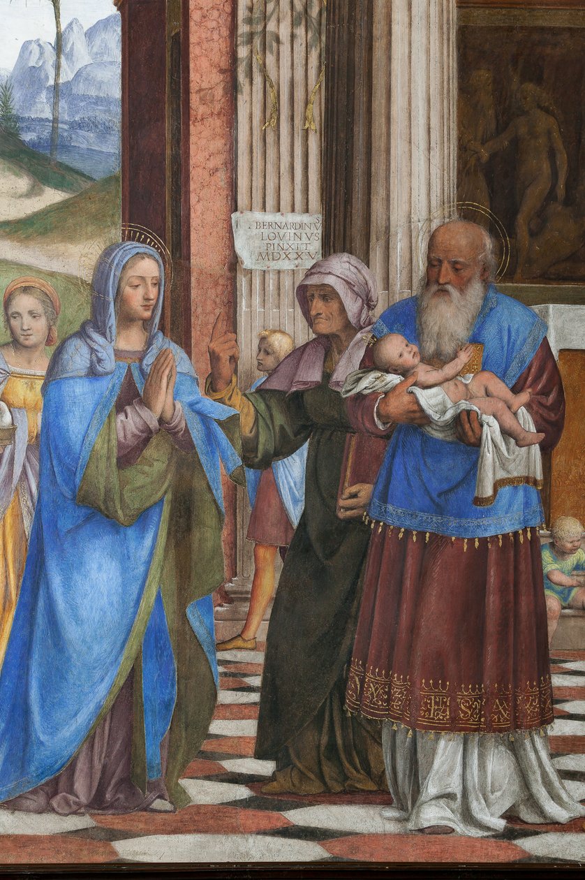 Részlet Jézus bemutatásáról a templomban (freskó) alkotó: Bernardino Luini