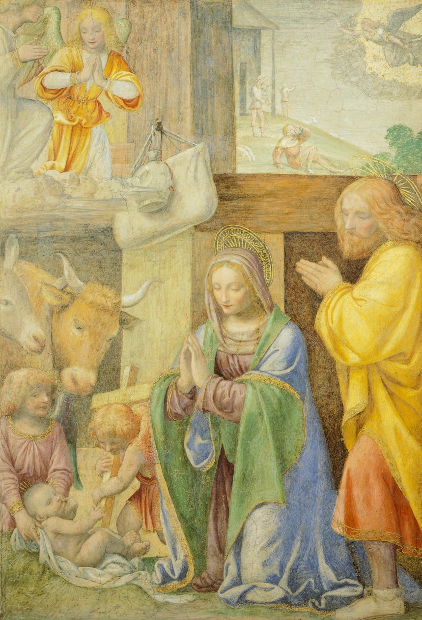 Születés és angyali üdvözlet a pásztoroknak, Bernardino Line alkotó: Bernardino Luini