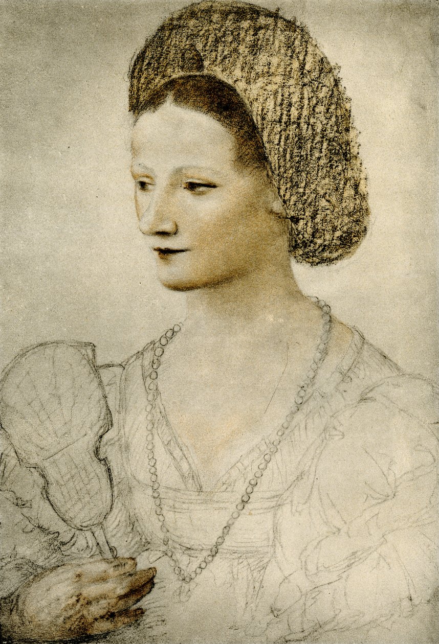 Ismeretlen nő portréja legyezővel alkotó: Bernardino Luini