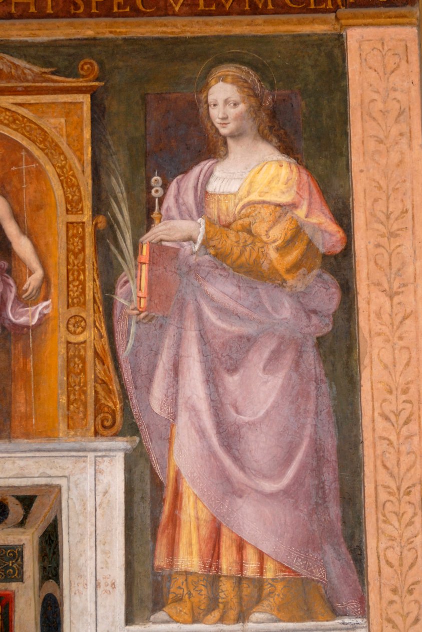 Szent Lucia, Bernardino Luini freskója a Saint Maurice templomban a Maggiore kolostorban, Milánó, Lombardia, Olaszország alkotó: Bernardino Luini