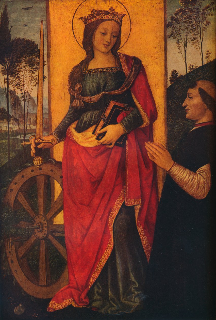 „Alexandriai Szent Katalin adományozóval”, 1480 alkotó: Bernardino Pinturicchio