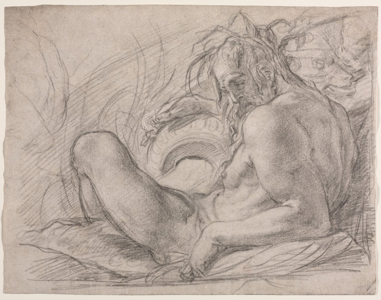 The River God Tiberis (Tanulmány egy freskóhoz, A hó csodája vagy a Santa Maria Maggiore alapítványa, Róma, S. Felicita Canigiani kápolnájában, Firenzében) alkotó: Bernardino Poccetti