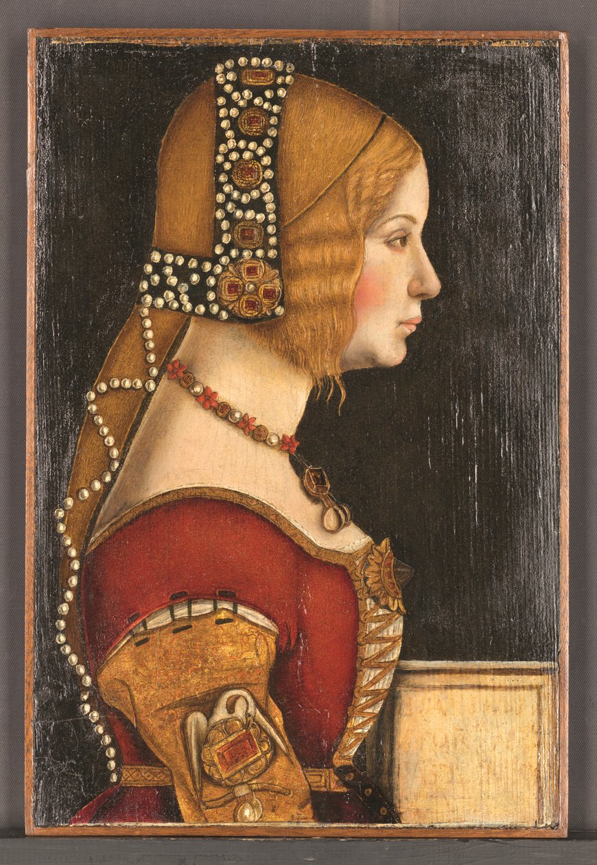 Aragóniai Izabella milánói hercegnő portréja (1470-1524) (olaj, tábla) alkotó: Bernardino de