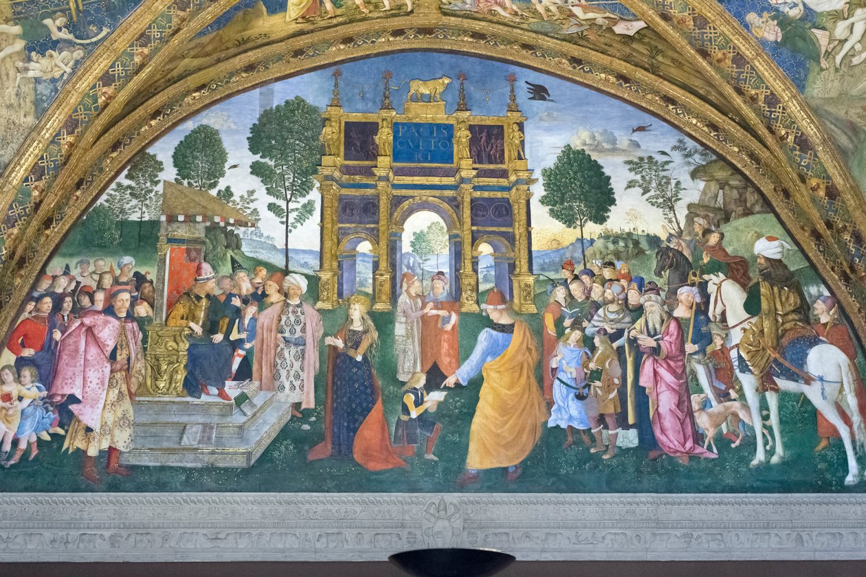 Szent Katalin disputa, Szentek csarnoka, Borgia apartmanok (freskó) alkotó: Bernardino di Betto (& studio) Pinturicchio