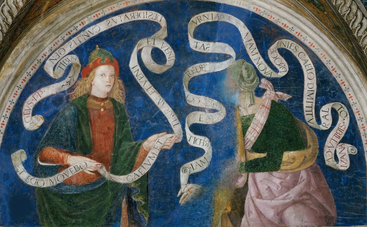 Le prophete Aggee et la sibylle de Cumes - Haggai próféta és a cumaeai szibilla, Pinturicchio, Bernardino, Workshop of (1454-1513). Freskó alkotó: Bernardino di Betto (workshop of) Pinturicchio