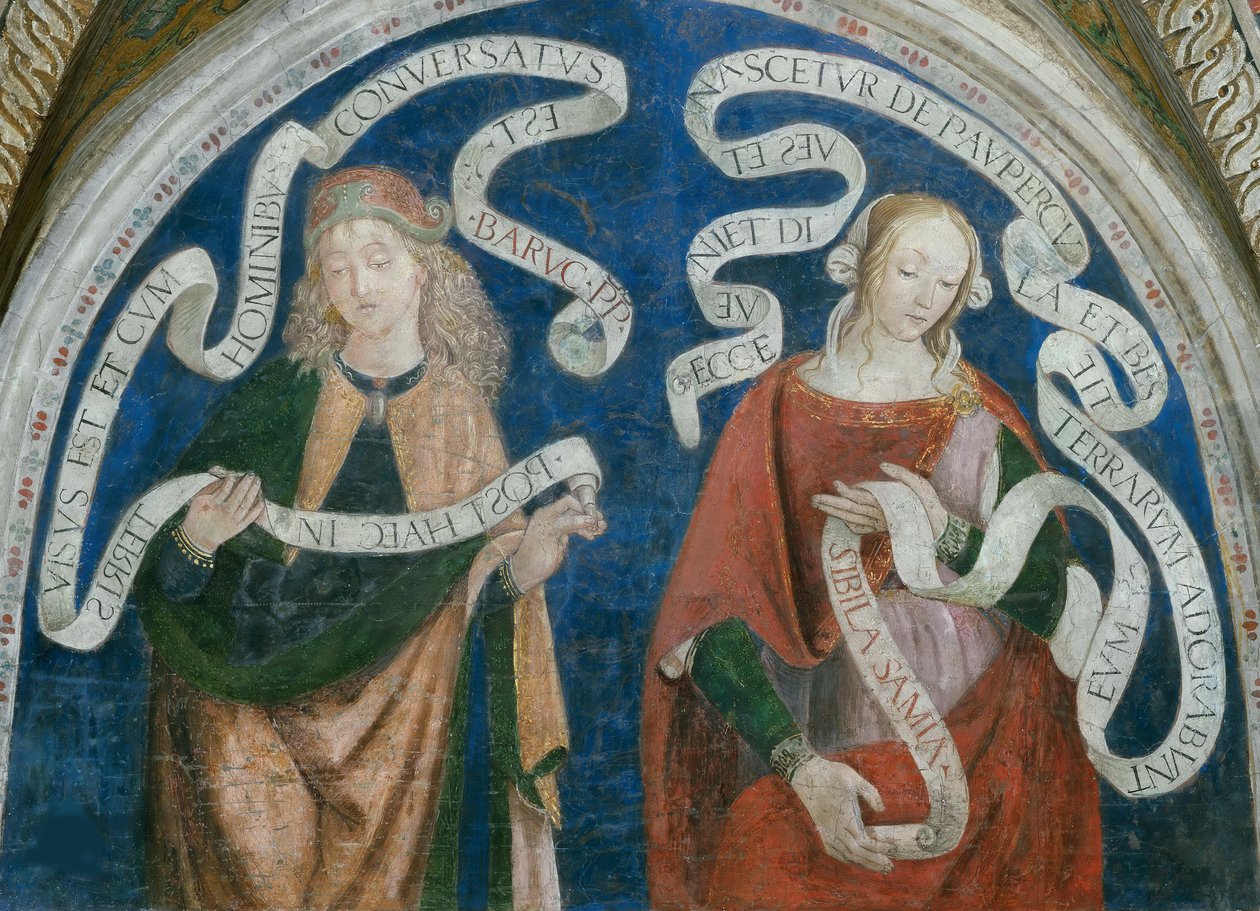 Le profhete Baruch et la sibylle samienne – Baruch próféta és a szamai szibilla, Pinturicchio, Bernardino, Workshop of (1454-1513). Freskó alkotó: Bernardino di Betto (workshop of) Pinturicchio