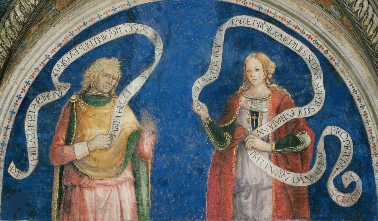 Le prophete Ezechiel et la sibylle cimmerienne – Ezékiel próféta és a kimmériai Szibilla, Pinturicchio, Bernardino, Műhely (1454-1513). Freskó alkotó: Bernardino di Betto (workshop of) Pinturicchio