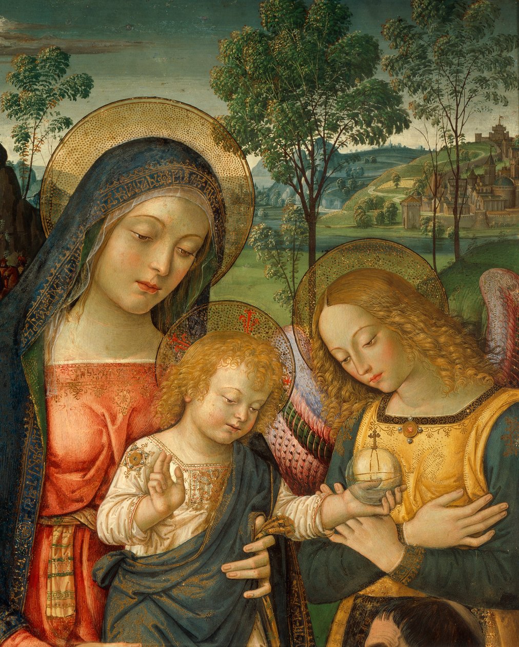 Bernardino Pinturicchio (kb. 1452-1513) Béke Szűzanya felső részének részlete, olaj, tábla alkotó: Bernardino di Betto Pinturicchio