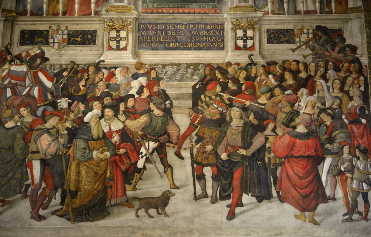Olaszország Toszkána Siena, katedrális A Dóm: II. Pius koronázása (1405-1464) alkotó: Bernardino di Betto Pinturicchio