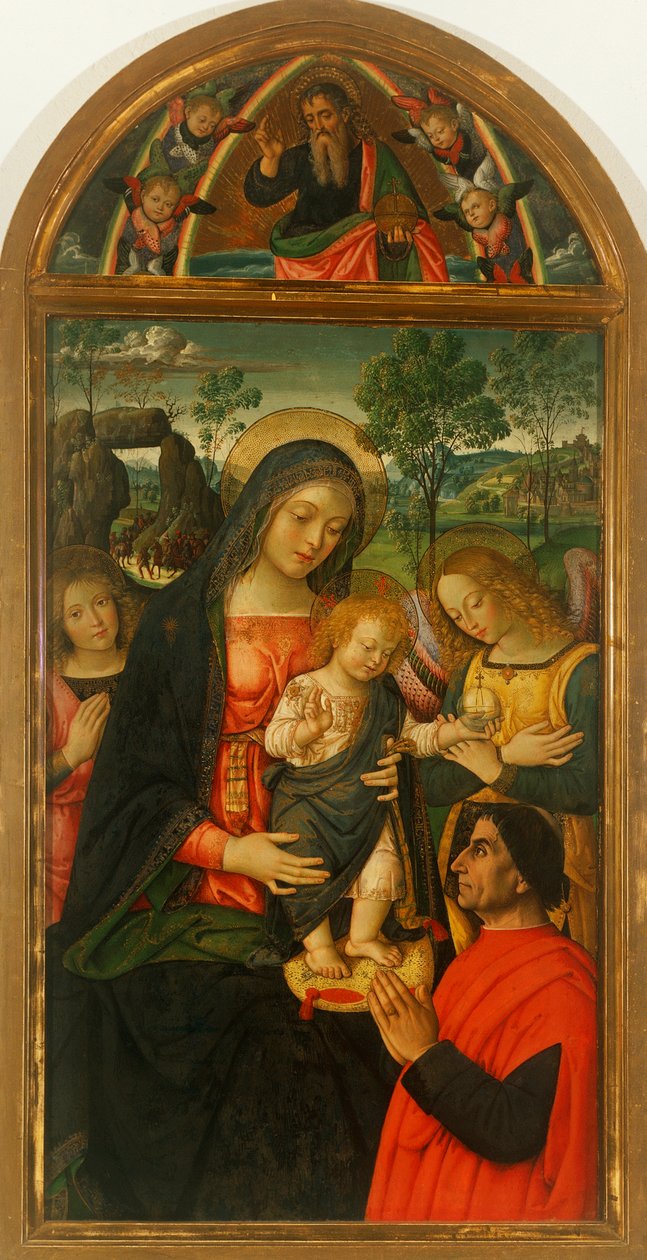 A Békés Szűzanya, Bernardino Pinturicchio (1452-1513 körül), olaj, tábla alkotó: Bernardino di Betto Pinturicchio