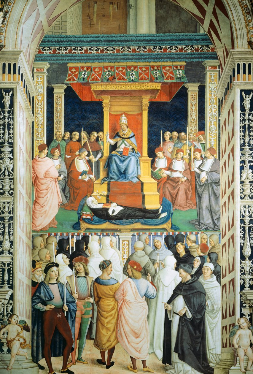 Pius 1461-ben szentté avatta Sienai Szent Katalint alkotó: Bernardino di Betto Pinturicchio