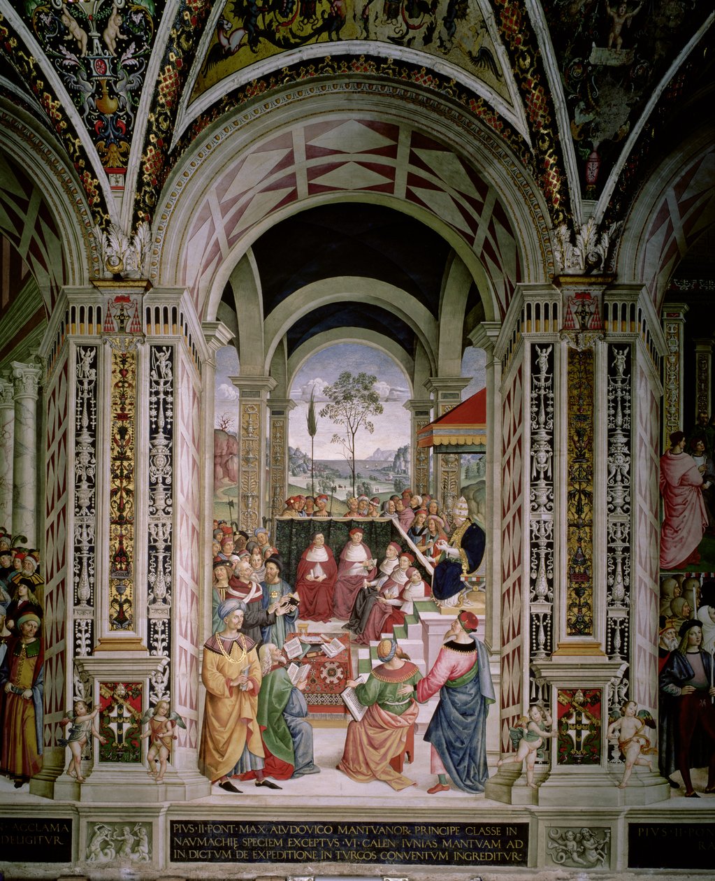 Pius pápa (1405-1464) elnököl az 1459-es mantovai országgyűlésen alkotó: Bernardino di Betto Pinturicchio