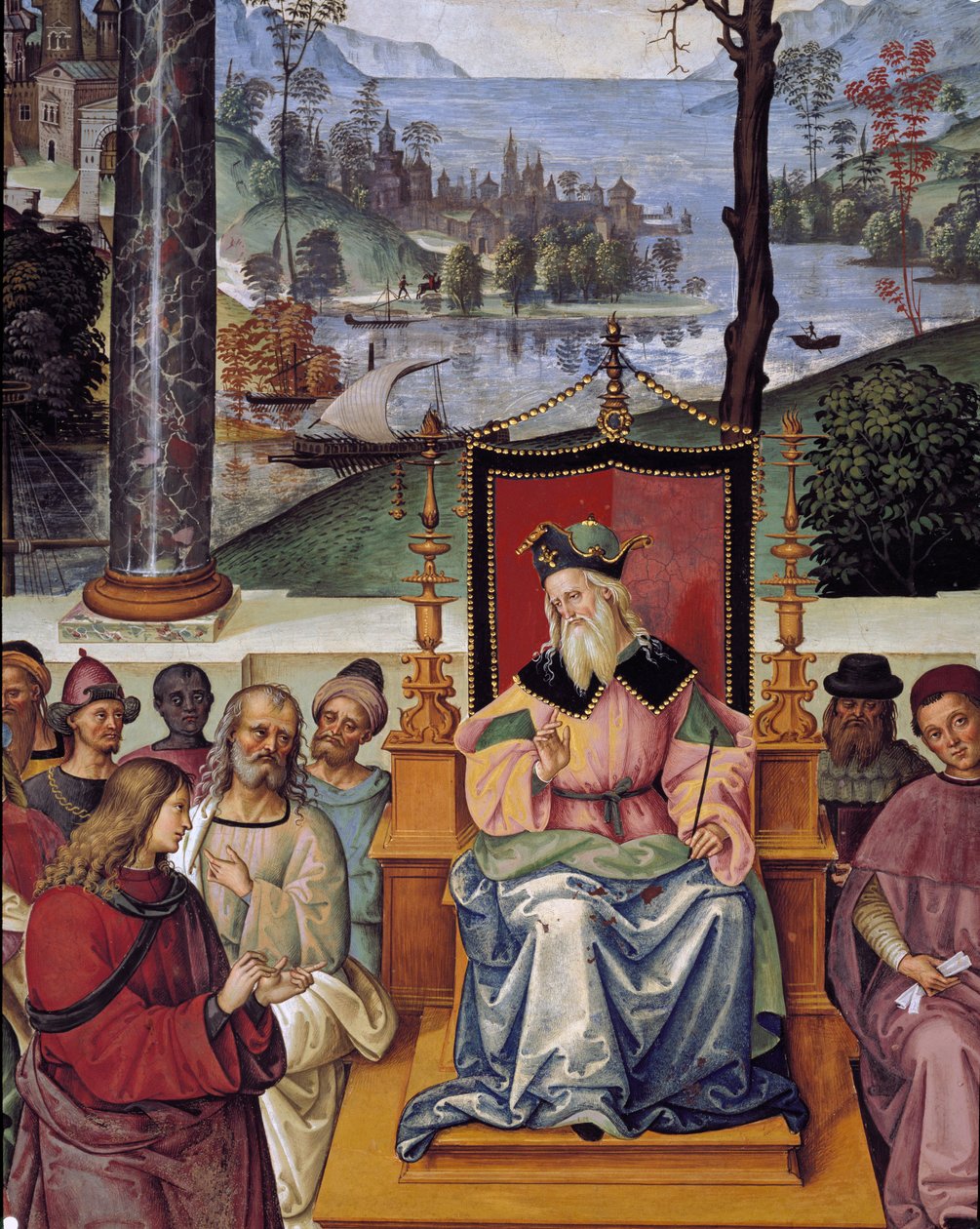 Pius pápa találkozik I. Jakab skót királlyal. Pius pápa életének részlete (freskó alkotó: Bernardino di Betto Pinturicchio