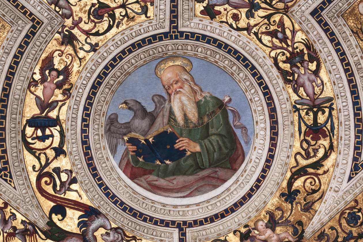 Szent János evangélista, A négy evangélista részlete (freskó alkotó: Bernardino di Betto Pinturicchio