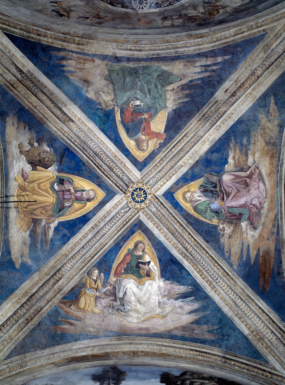 Szent Bernardin, az evangélisták története (Tetramorph) (Freskó, 1486 körül) alkotó: Bernardino di Betto Pinturicchio