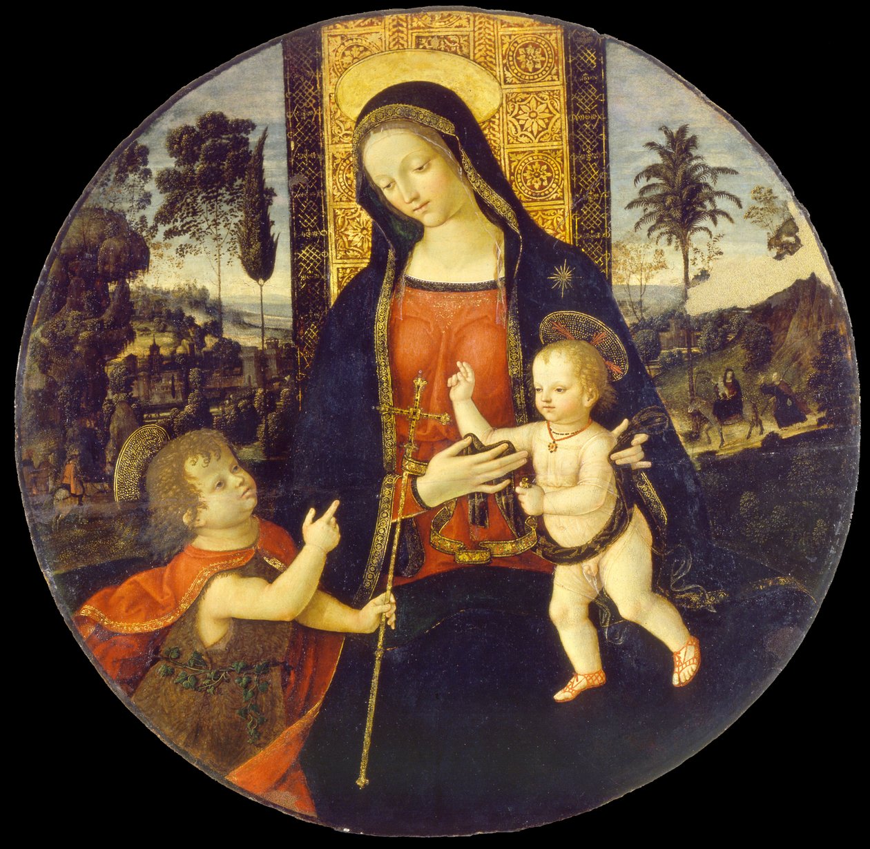 A Szűz és a Gyermek a csecsemővel Keresztelő Szent Jánossal alkotó: Bernardino di Betto called Il Pinturicchio and workshop