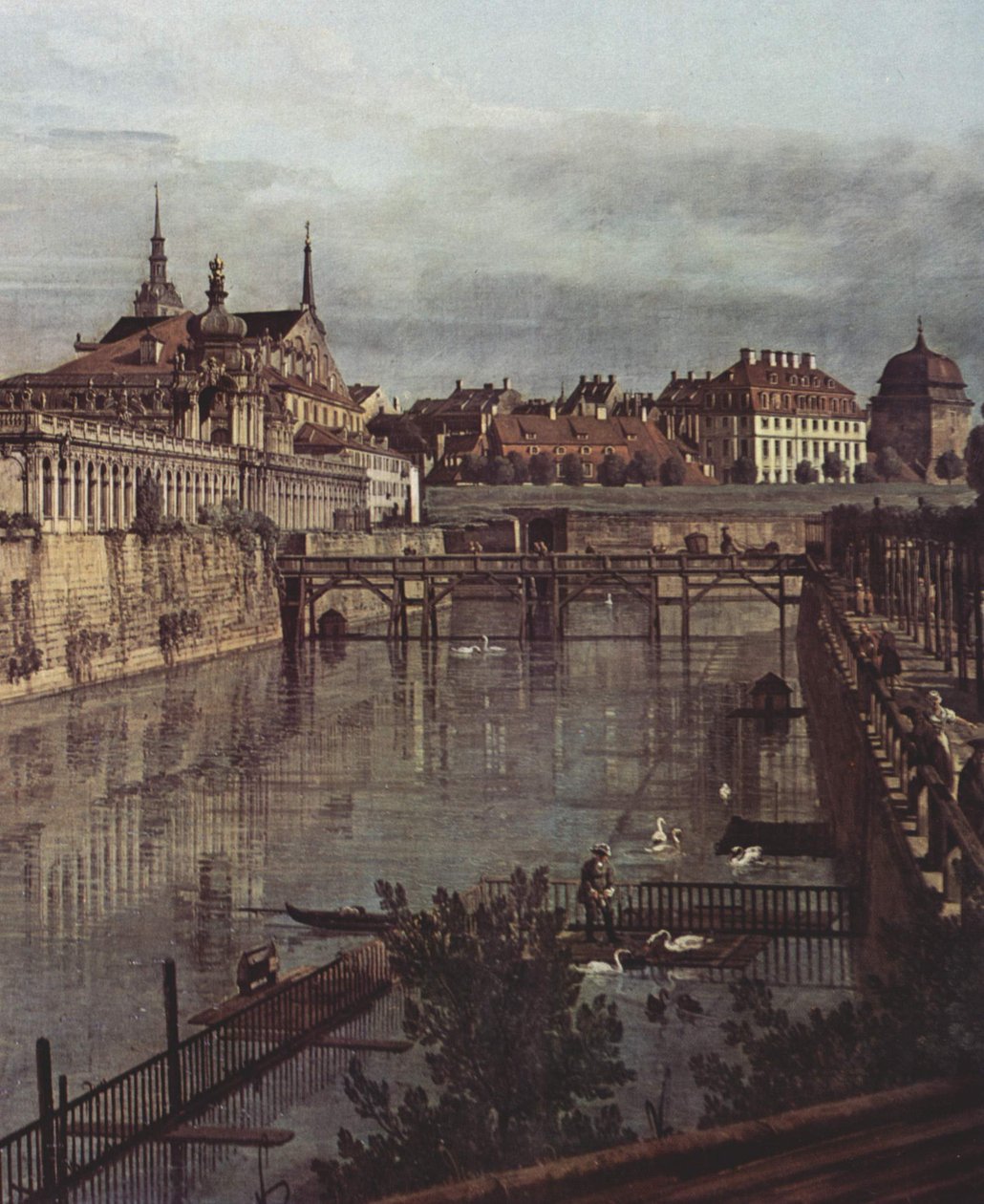 Kilátás Drezdára, a Zwinger régi árokára, a narancsbőrből a város felé alkotó: Bernardo Bellotto