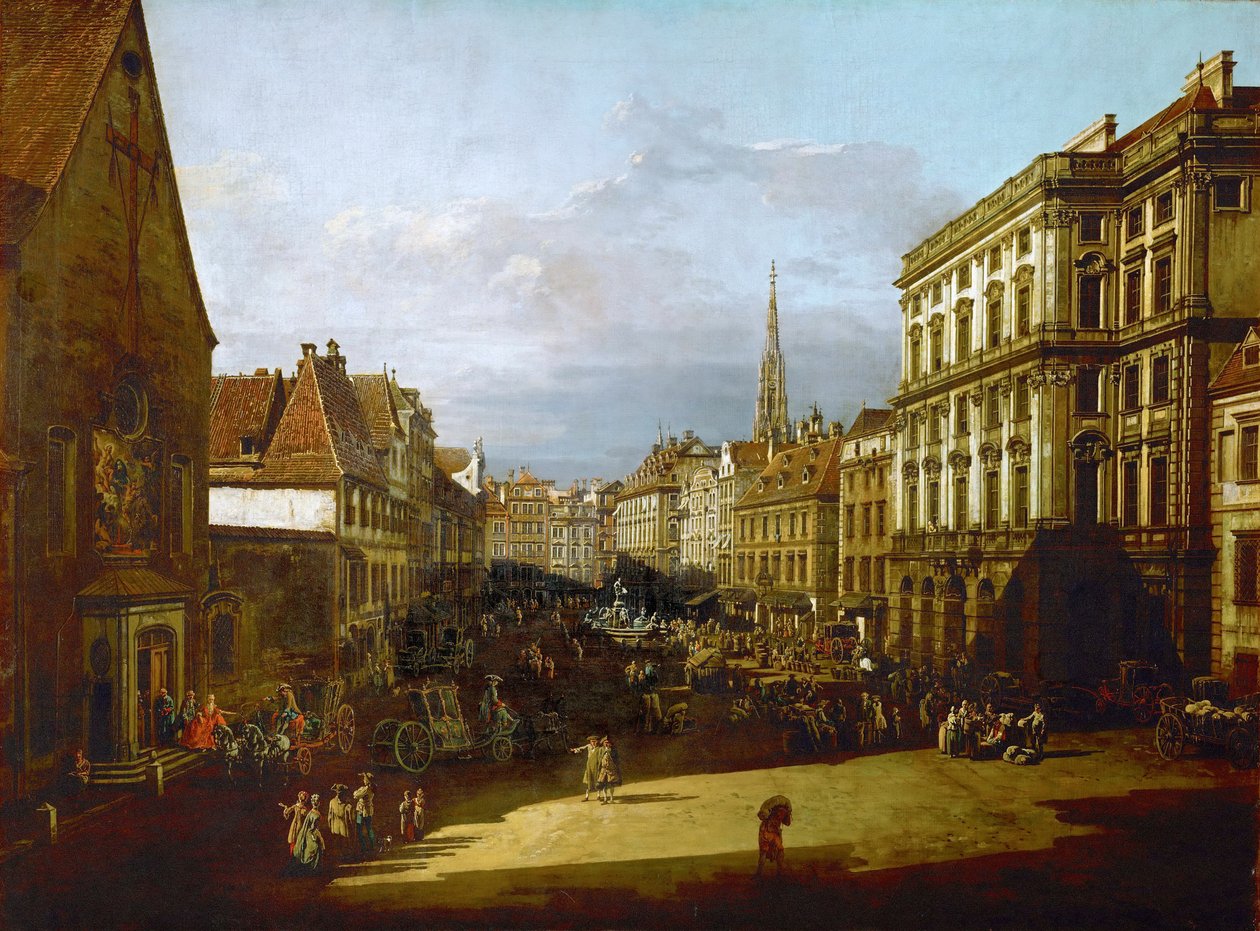 Bécs, Mehlmarkt látképe délnyugatról északkelet felé alkotó: Bernardo Bellotto