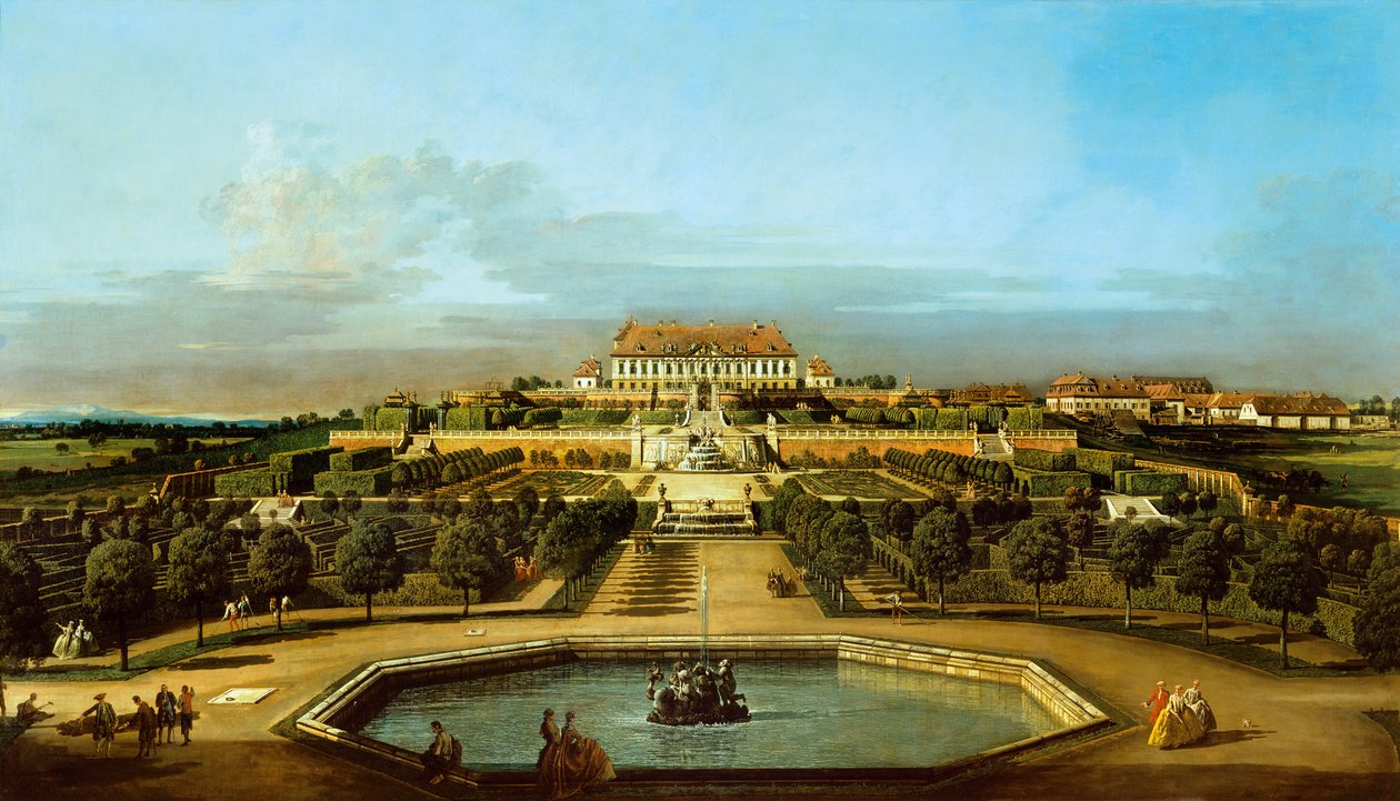 A császári örömpalota, udvar, kertoldal alkotó: Bernardo Bellotto