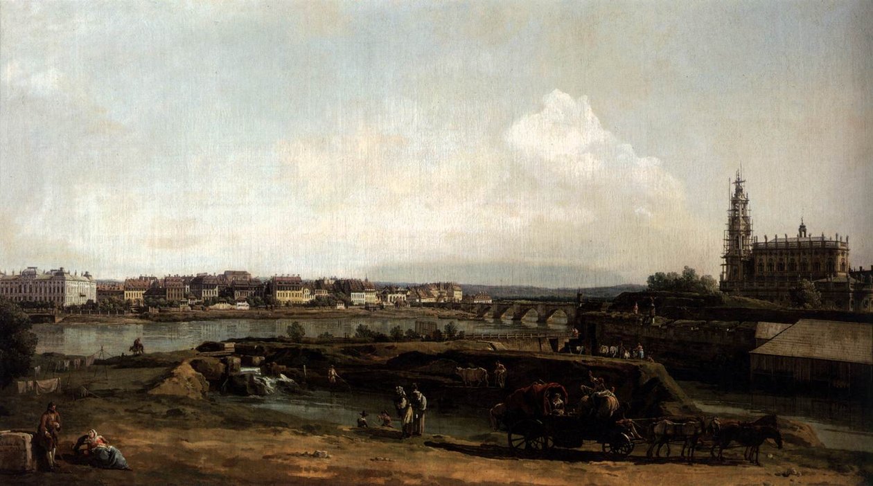 Drezda az Elba bal partjáról, az erődítmények alatt alkotó: Bernardo Bellotto