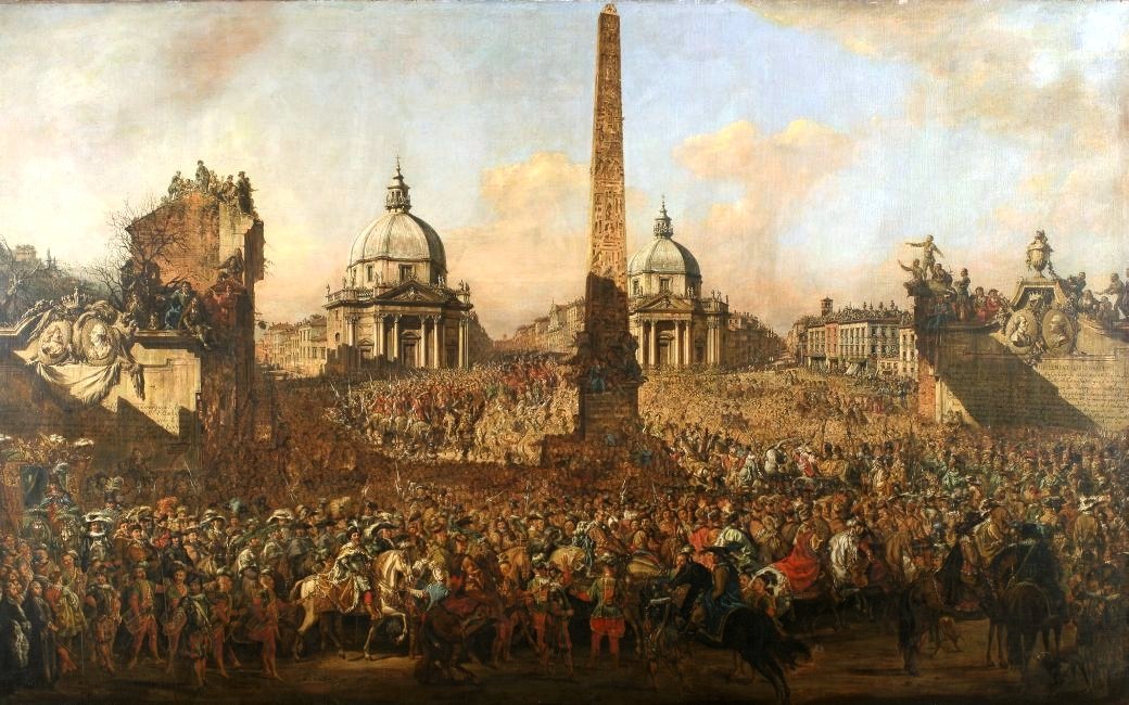 Jerzy Ossolinski belépése Rómába alkotó: Bernardo Bellotto