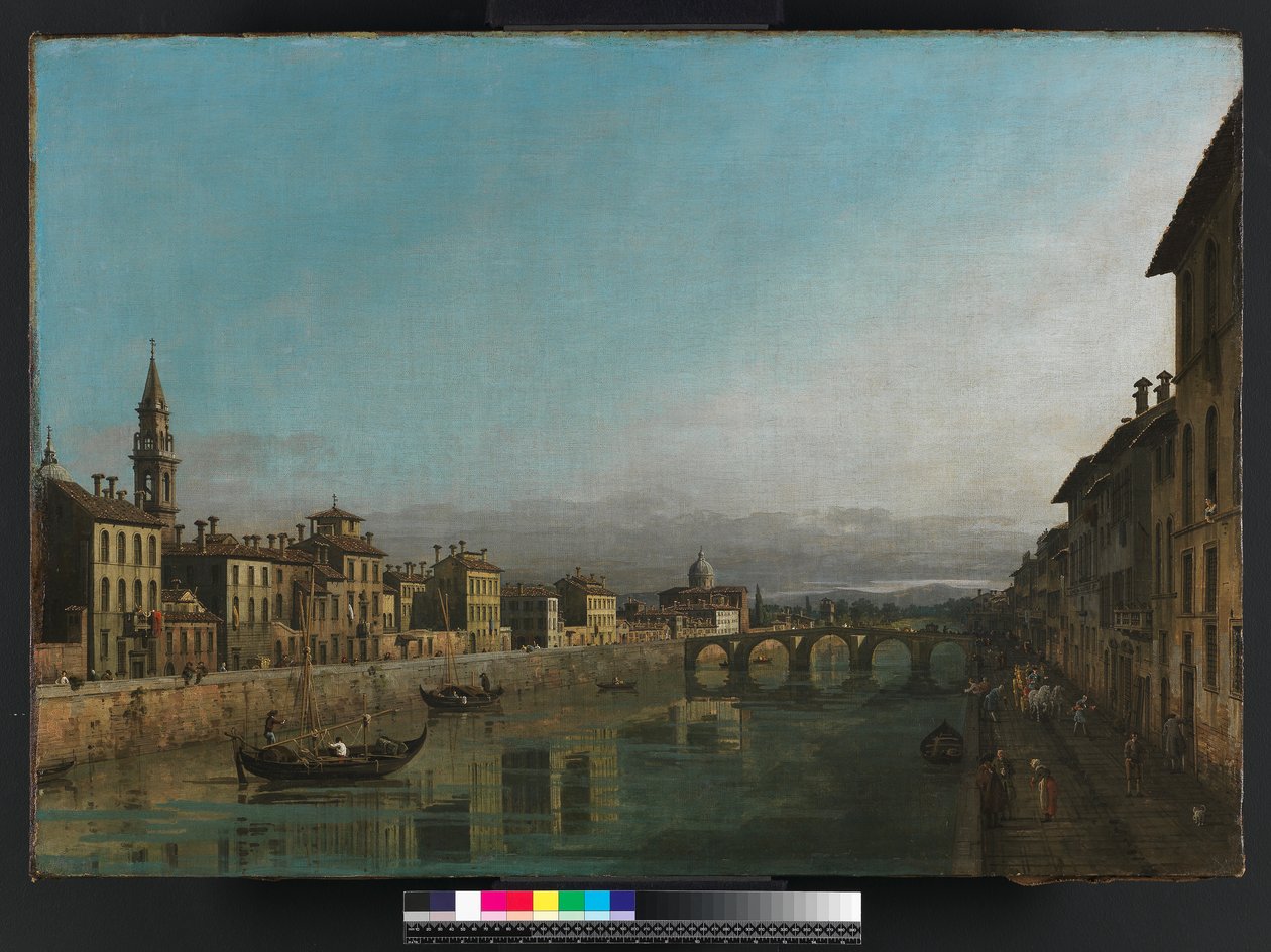 A firenzei Arno a Ponte alla Carraiával, 1745 körül alkotó: Bernardo Bellotto