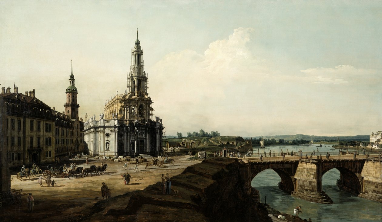 Drezda kilátása az Elba bal partjáról, fel a történelmi városközpont hídfőjéről alkotó: Bernardo Bellotto