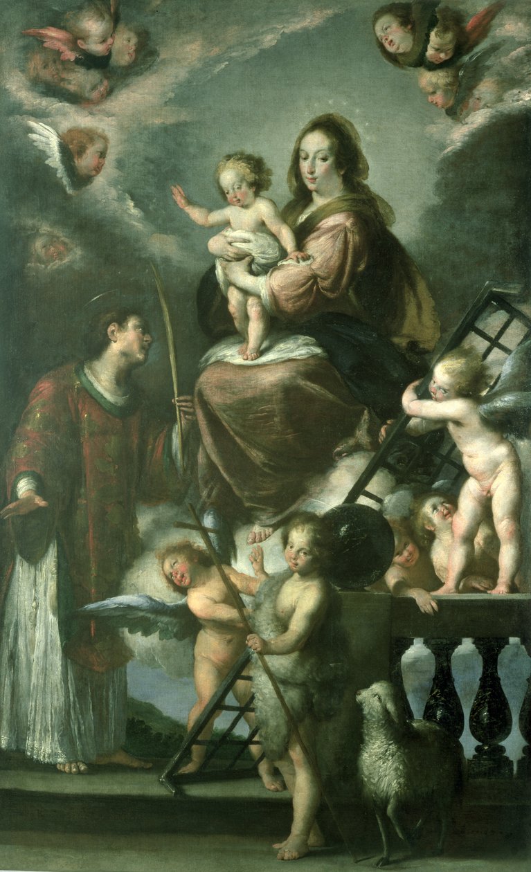 Madonna és gyermeke a csecsemővel Keresztelő Szent Jánossal és Szent Lőrinccel és angyalokkal, 1629 alkotó: Bernardo Strozzi