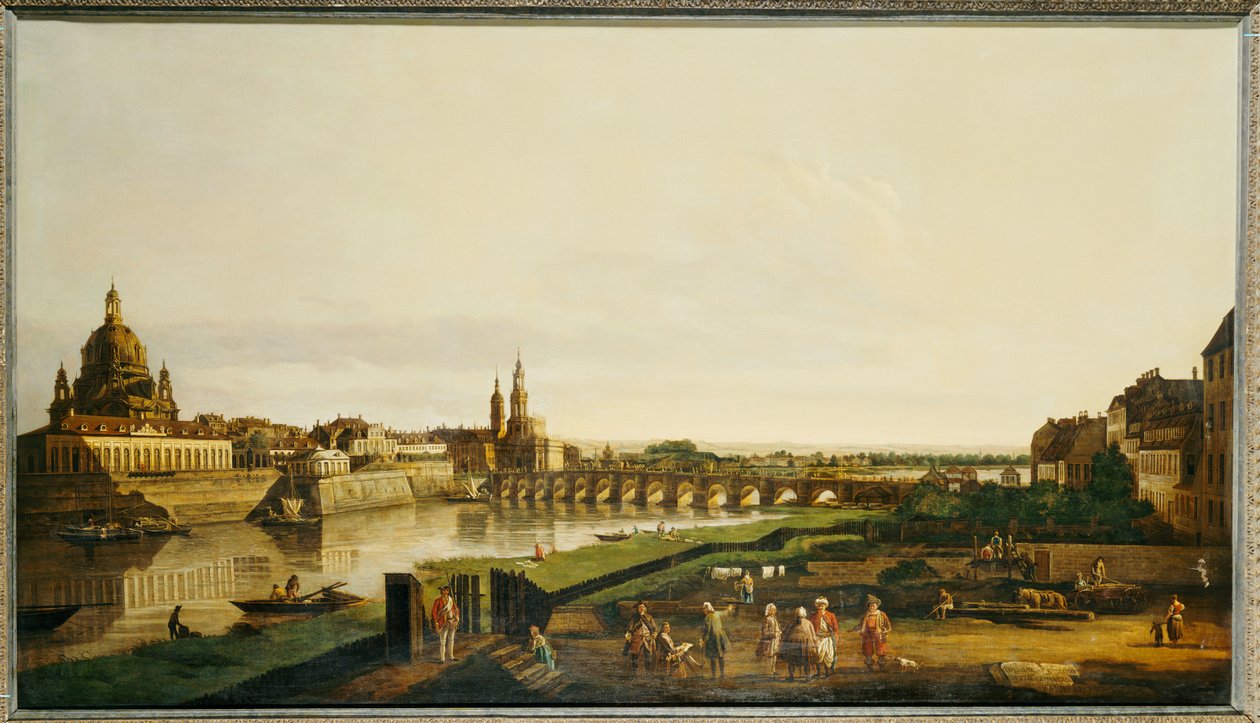 Drezda kilátása az Elba folyó jobb partjáról az Augustusbrucke felett alkotó: Bernardo Bellotto