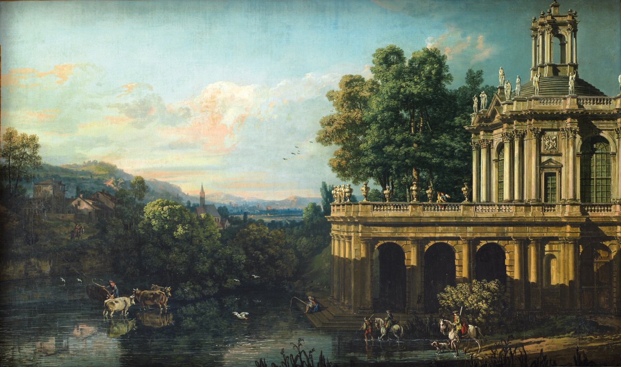 Építészeti Capriccio palotával, c. 1766 alkotó: Bernardo Bellotto