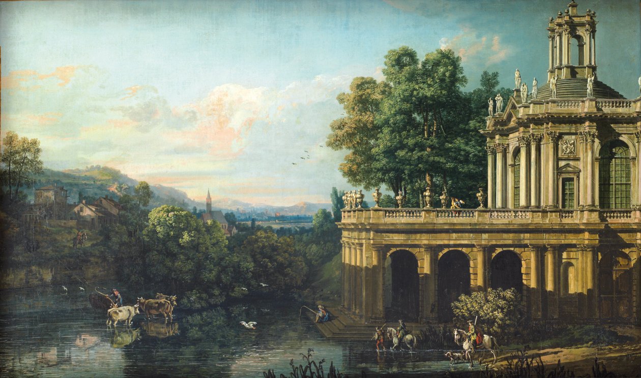 Építészeti caprice egy palotával alkotó: Bernardo Bellotto