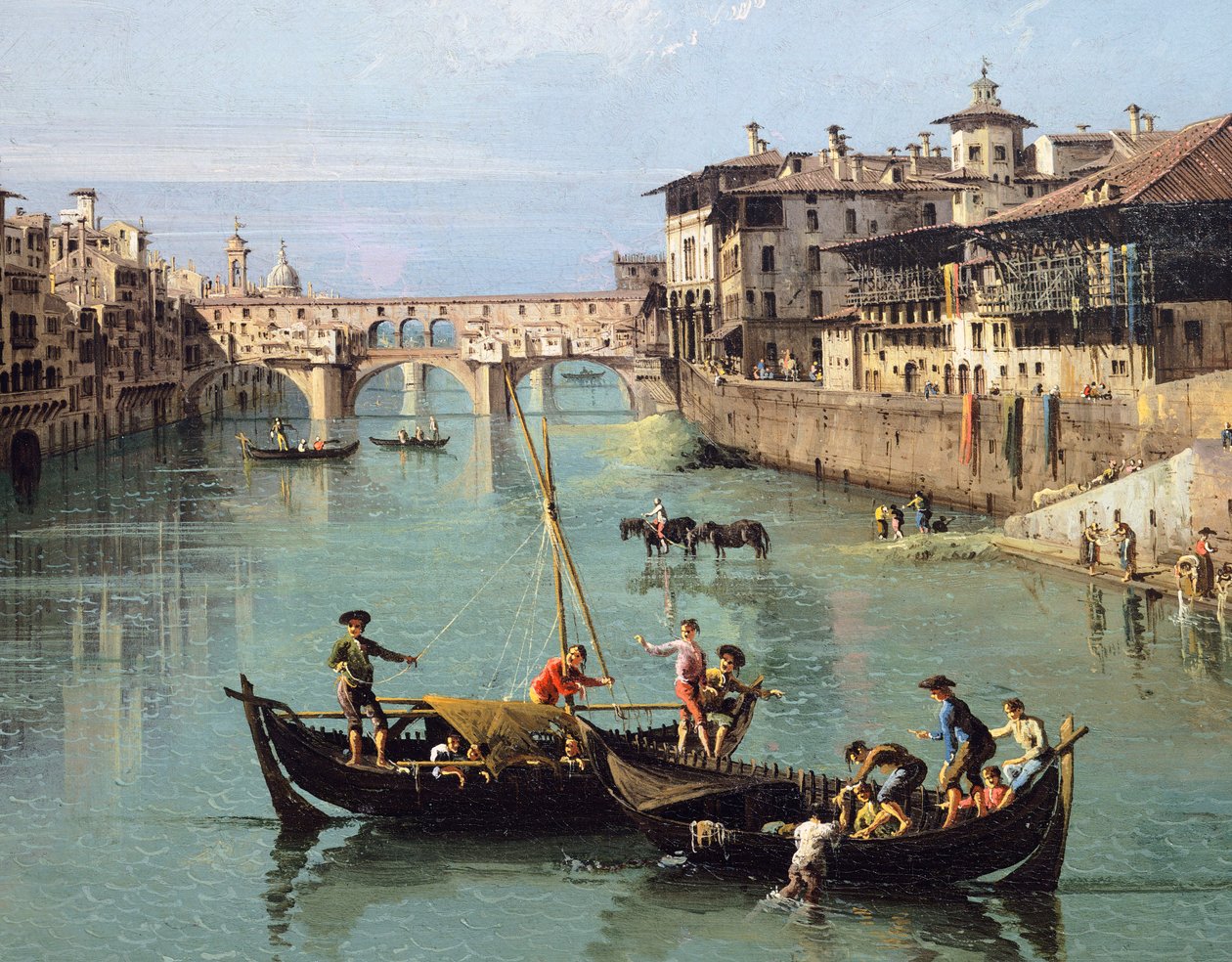 Arno folyó és a Ponte Vecchio Firenzében alkotó: Bernardo Bellotto