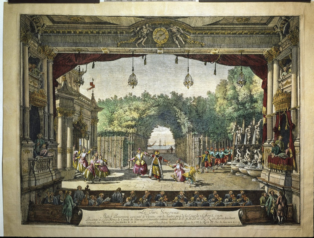 Jean philippe (Jean-Philippe) Rameau Le Turc Genereux balettje a Les Indes Galantes-ból - a bécsi Burgtheaterben, Bernardo Belloto (Belloti) (1720-1780) alkotó: Bernardo Bellotto
