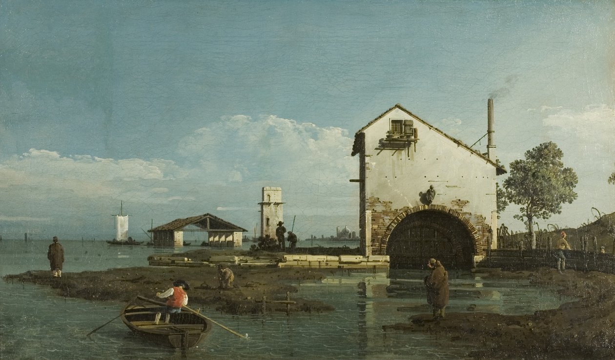 Capriccio, The Lagoon, 1743 körül (olaj, vászon) alkotó: Bernardo Bellotto