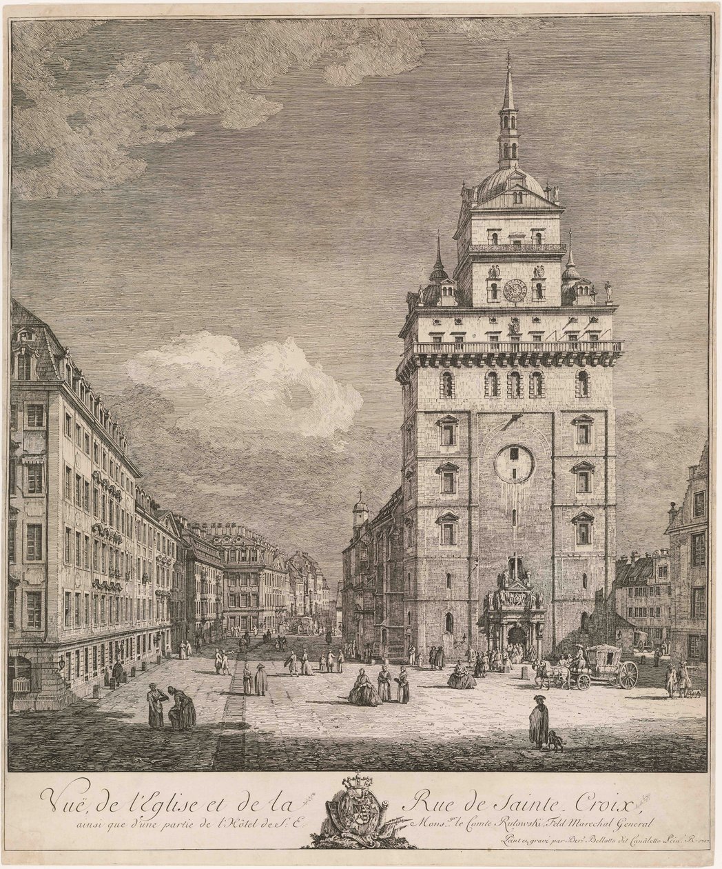 A drezdai egykori Kereszt-templom, a „Drezdai veduták” sorozat egyik lapja alkotó: Bernardo Bellotto