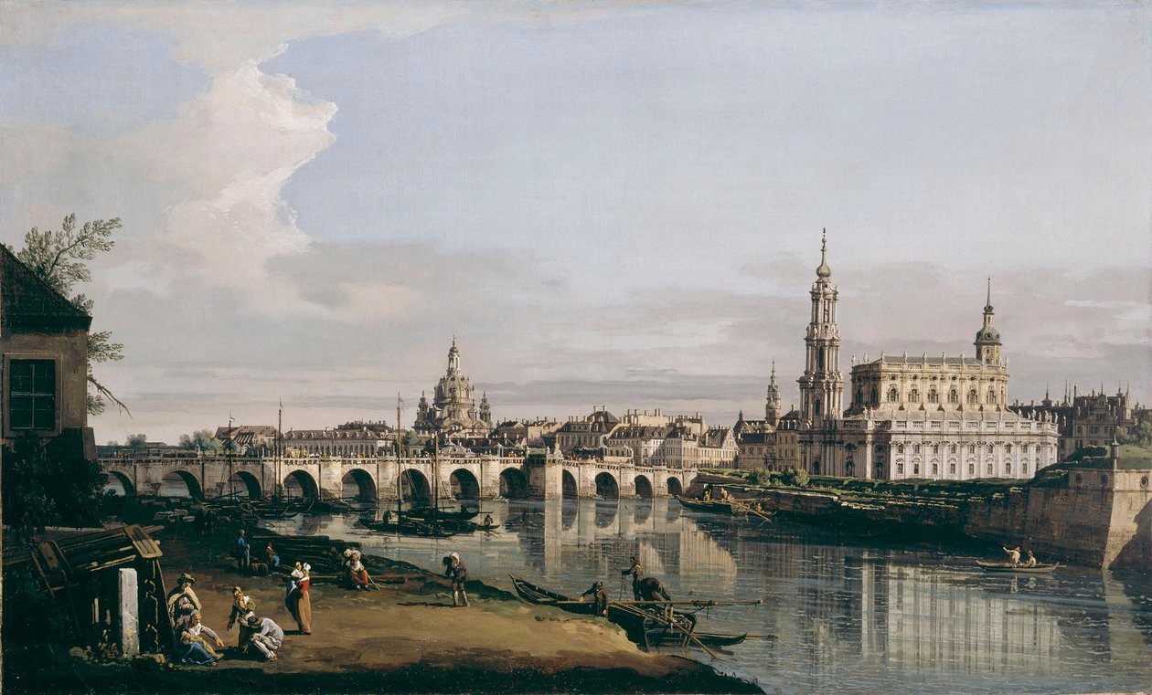 Drezda az Elba jobb partjáról, az Augustus-híd alatt alkotó: Bernardo Bellotto