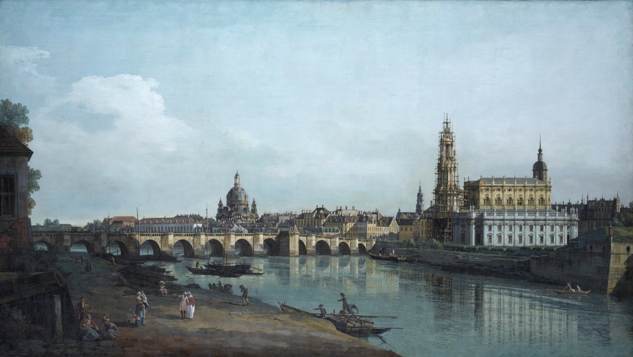 Drezda az Elba jobb partjáról, az Augusts-híd alatt, 1748 alkotó: Bernardo Bellotto