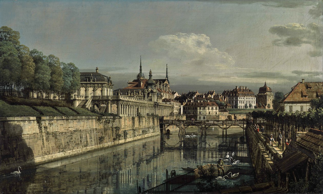 Német: Dresden, am Zwinger A Zwinger vizesárkára néző kilátás alkotó: Bernardo Bellotto