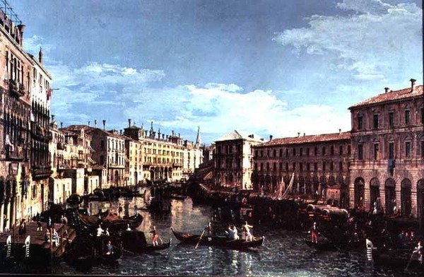 Canal Grande, Velence, délre, a Rialto-híd felé nézve alkotó: Bernardo Bellotto
