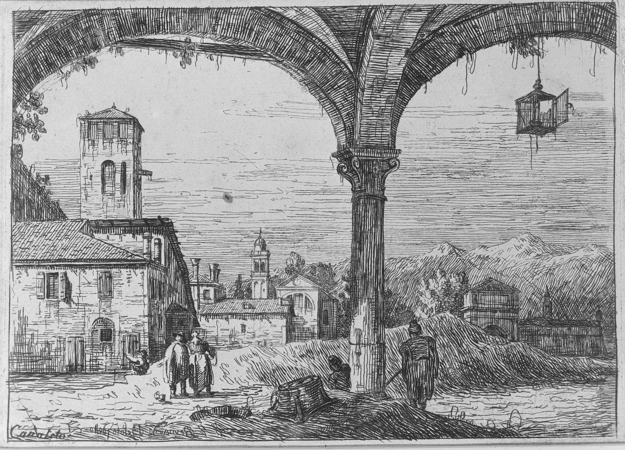 Tájkép - Padova látképe az erődítményből alkotó: Bernardo Bellotto