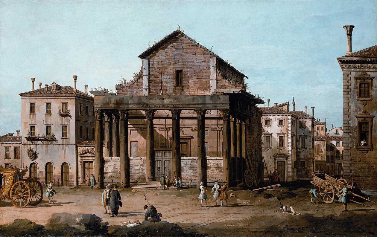 Róma – Antoninus és Faustina temploma a fórumban, 1742-43 körül alkotó: Bernardo Bellotto