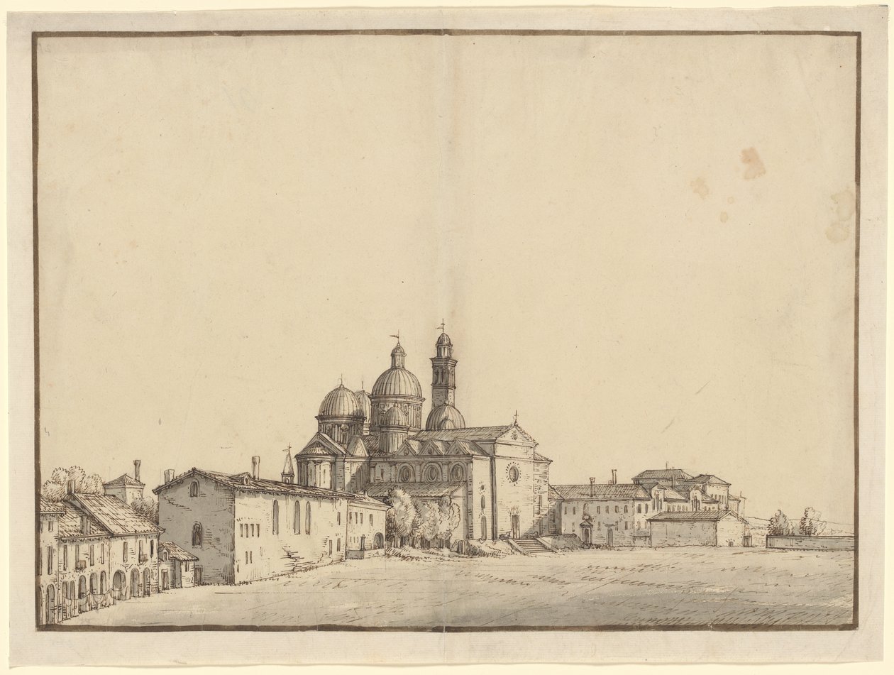 Szent Giustina és a Prato della Valle Padovában alkotó: Bernardo Bellotto