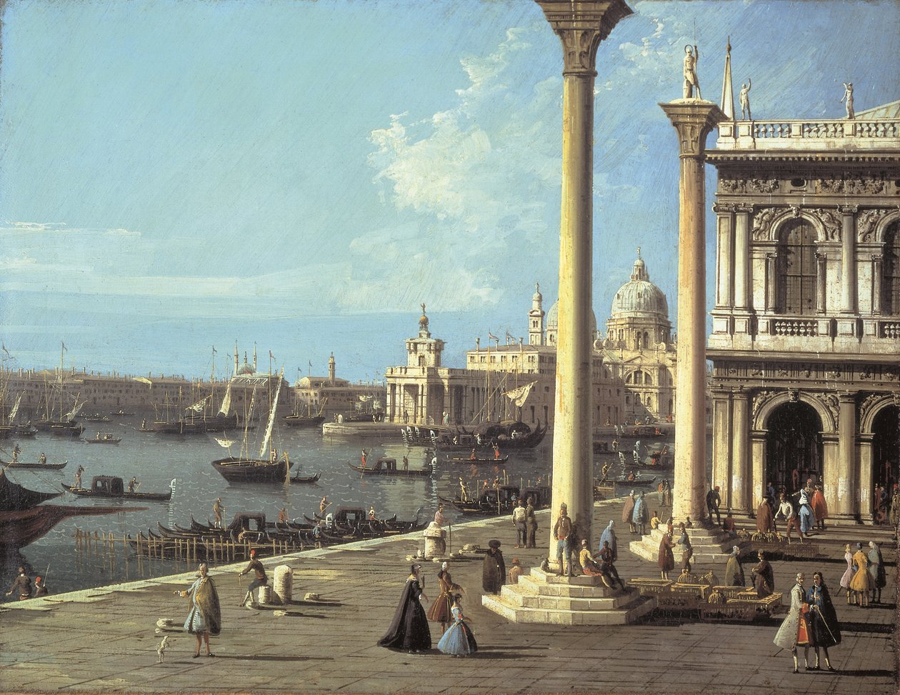A Bacino di San Marco és a Santa Maria della Salute templom, Velence, a Piazzettáról alkotó: Bernardo Bellotto