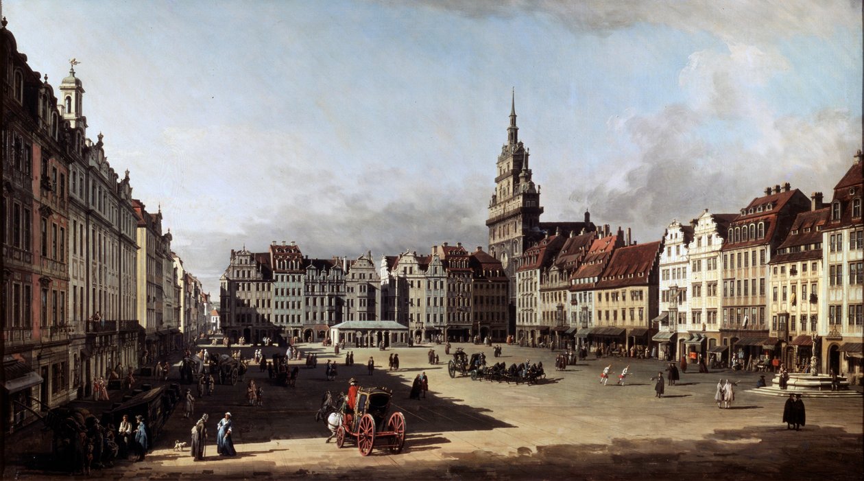 A régi piactér Drezdában, c1750-c1752 alkotó: Bernardo Bellotto