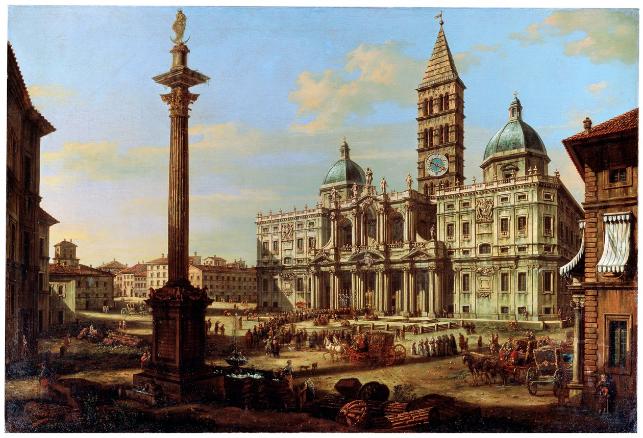 A Piazza és a Santa Maria Maggiore-templom Rómában, 1739 alkotó: Bernardo Bellotto
