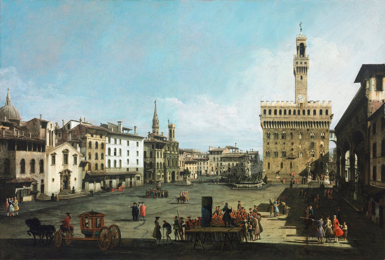 A Piazza della Signoria Firenzében alkotó: Bernardo Bellotto